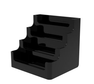 4-Tier Business Card Holder – Black Finish (Countertop Display)