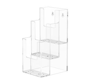 3-Tier 3.75" Trifold Brochure Holder – Countertop & Wall-Mount Display