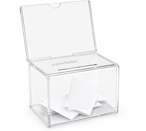 Mini Non-Locking Coin or Ballot Box with Header - 6" x 4"