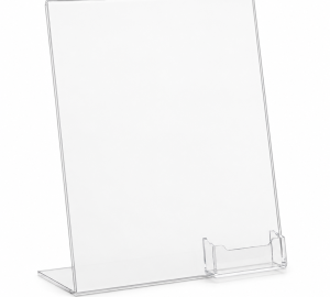 Slant Back Sign Holder with Business Card Pocket – 8.5" × 11" Countertop Display
