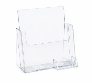 8.5" Brochure Holder with Front Business Card Pocket – Countertop Display