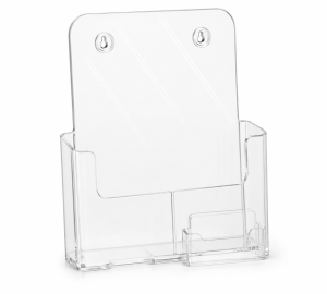 8.5" Brochure Holder with Front Business Card Pocket – Countertop & Wall Mount Display