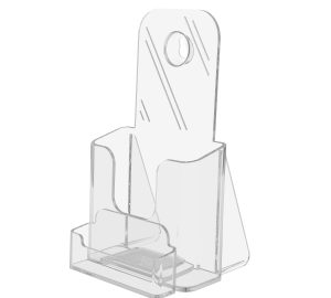 4" Brochure Holder with Front Business Card Pocket – Countertop & Wall-Mount Display