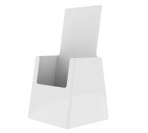4" White Trifold Brochure Holder – Countertop Display