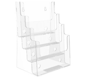 4-Tier 8.5" Brochure Holder with Removable Divider – Countertop & Wall Mount Display