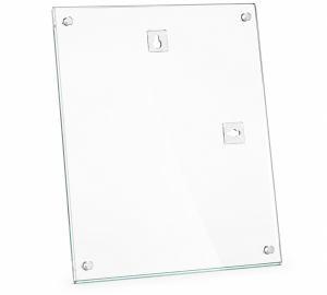 Green-Edged Acrylic Wall Mount Sign Holder with Metal Posts – 8.5” × 11”