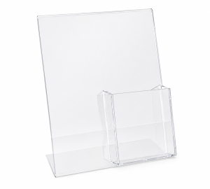 Slant Back Sign Holder with Trifold Brochure Pocket – 8.5" × 11" Countertop Display